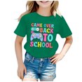 thumbnail image 1 of PMVFHDE T-Shirts Fille Hauts Graphiques T-Shirt Fille Hauts Manches Courtes Hauts Fille T-Shirt Enfants Rentrée des Classes Graphique Manches Courtes Col Rond T-Shirt Lumineux et Confortable pour Vert,10-11 Ans, 1 of 4