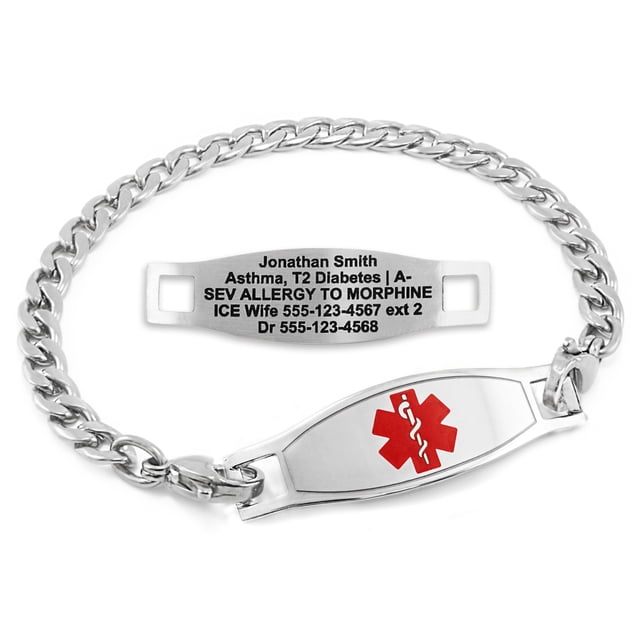 MedicEngraved Stainless Steel Custom Medical Alert Bracelet - 5mm Curb Link