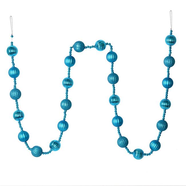 Vickerman M183512 6 ft. Turquoise Stripe Ball Garland