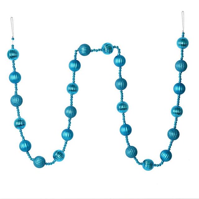 Vickerman M183512 6 ft. Turquoise Stripe Ball Garland