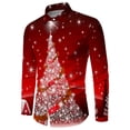 thumbnail image 4 of Kcodviy Male Autumn and Winter Large Mesh Christmas Theme Long Sleeve Mens Button Down Shirt Lapel All Print Shirt with Button Printed Breasted Shirt, 4 of 4
