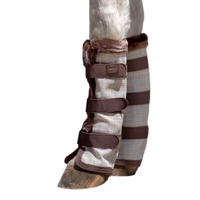 Kensington Natural Horse Fly Boots - Fleece Trimmed - Stay-Up Technology - Protection from Insect Bites and UV Rays - Sold in Pairs (2 Boots) - Medium - Tan