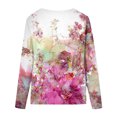 thumbnail image 4 of IROINID en Solde T-Shirt à Manches Longues en Polyester pour Femmes Confortable Dames Col Rond Hauts Amples T-Shirts Imprimés Blouse,Pink, 4 of 5