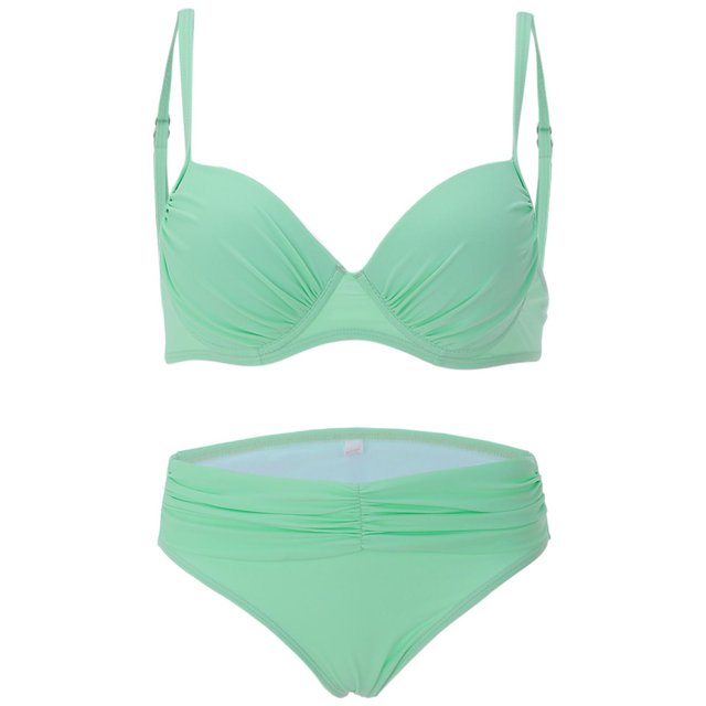B91xZ Women's Two Piece Bikini Set Sporty Two Piece Swimsuit Color Block Cheeky High Cut Bathing Suits,Green XXL