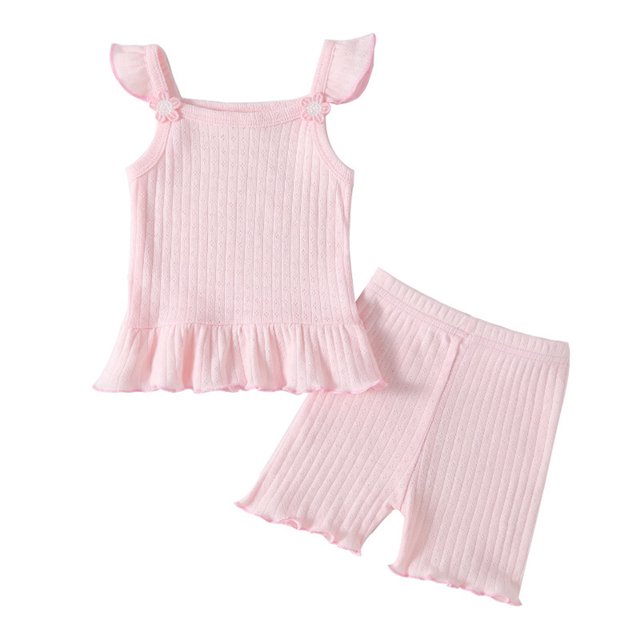 2025 s Sweat Outfits for Spring Summer Ribbed Cotton Blanket Outfit Sleeveless Vest Shorts Outfits Size 7/8 s Outfit Sets Spring