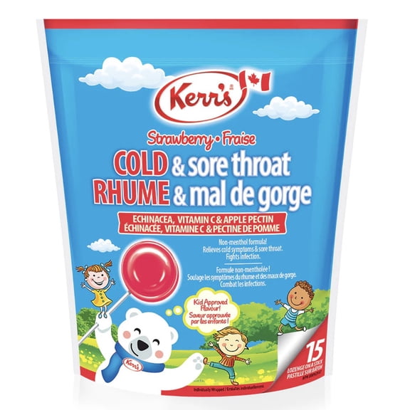 Kerr's Strawberry Cold & Sore Throat Kid's Lollypops