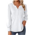 thumbnail image 1 of FAIWAD Women's V Neck Long Sleeve Tunic Tops Pleated Layered Button Down Slim Pullover Tops, 1 of 5