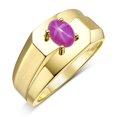 thumbnail image 3 of RYLOS Men's Rings 14K Yellow Gold Ring Classic Solitaire 7X5MM Oval Shape Gemstone Designer Band Star Ruby July Birthstone Rings For Men Size 11, 3 of 7