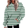 thumbnail image 1 of IMENGL Striped oversized plus size hoodie, Green M, Size M-5XL, 1 of 4