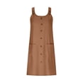 thumbnail image 3 of QIPOPIQ Robe Camis Sans Manches à Col Rond pour Femme Été Nouvelle Couleur Unie Ample et Confortable Robe Décontractée à Bretelles avec Bretelles Suspendues Robe à Col Rond Liquidation, 3 of 5