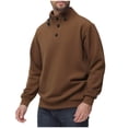 thumbnail image 2 of Timegard Mens Sweatshirts Fuzzy Fall Winter Stand Collar Pullover Button Long Sleeve Casual Comfy Tops, 2 of 8