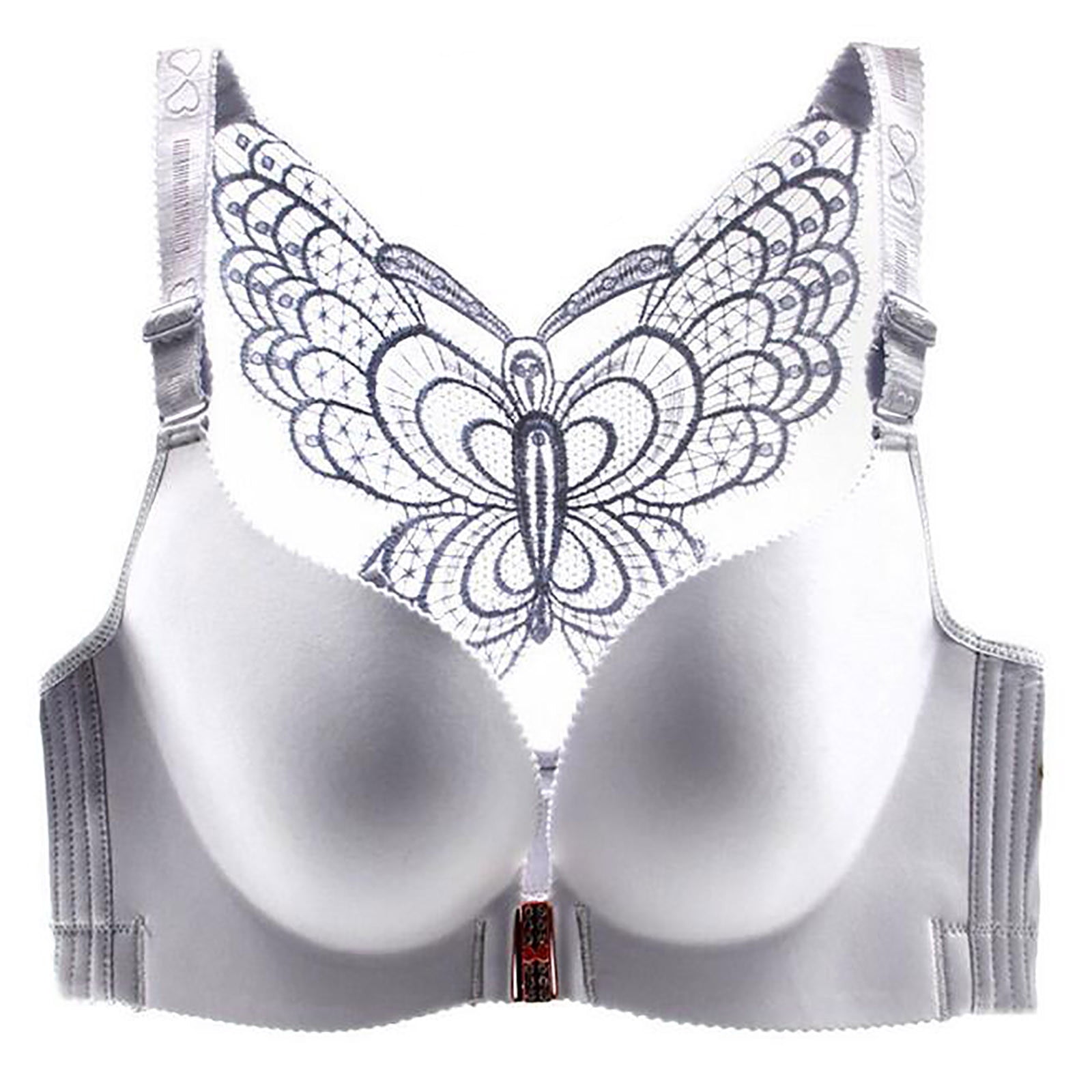 Women's Solid Bra Wire Free Underwear Front Closure Butterfly Backless Bra