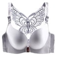 thumbnail image 1 of Women's Solid Bra Wire Free Underwear Front Closure Butterfly Backless Bra, 1 of 5