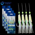 thumbnail image 2 of 5 Hooks Sabiki Rigs Saltwater Fishing Lures Bait Rigs Real Fish Skin String Hook Mackerel Glow in The Dark Flash Sabiki Rigs 1 bag SIZE 4, 2 of 6
