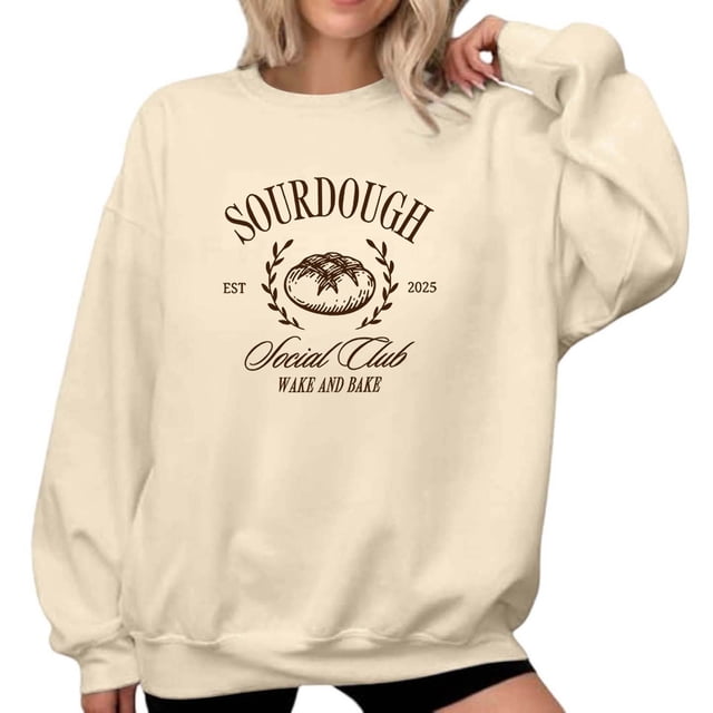 Chandail de Sport à Col Rond Imprimé pour Femme à Manches Longues, Chandail Molletonné Décontracté, Doux et Confortable, Haut Mode pour Tous les Jours