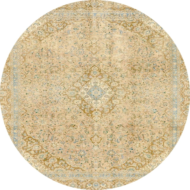 Ahgly Company Tapis d'Intérieur Ronds Abstraits Brun Or, Tapis de Zone Abstraits, 6 Pieds Rond