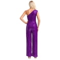thumbnail image 2 of inlzdz Combinaison Sans Manches pour Femmes une Épaule Robe de Soirée à Sequins Robe de Soirée Violet 3TG, 2 of 7
