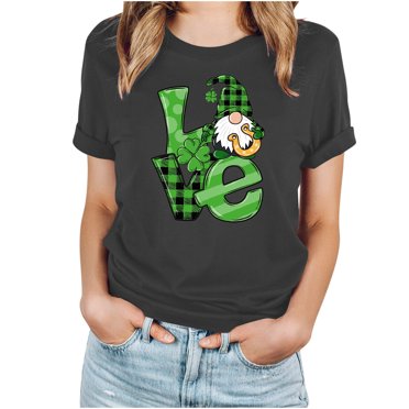 Meichang T-Shirts de la Saint-Patrick pour Femmes Grande Taille Trèfle à Quatre Feuilles T-Shirts Graphiques Surdimensionnés Manches Courtes Chemises Blouses Printemps Irlandais Col Rond Cadeaux T-shirt Hauts Offres du Jour