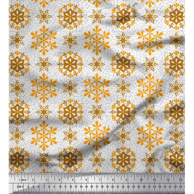 Soimoi Velvet Fabric Snow Flakes Floral Fabric Prints By Yard 58 Inch Wide