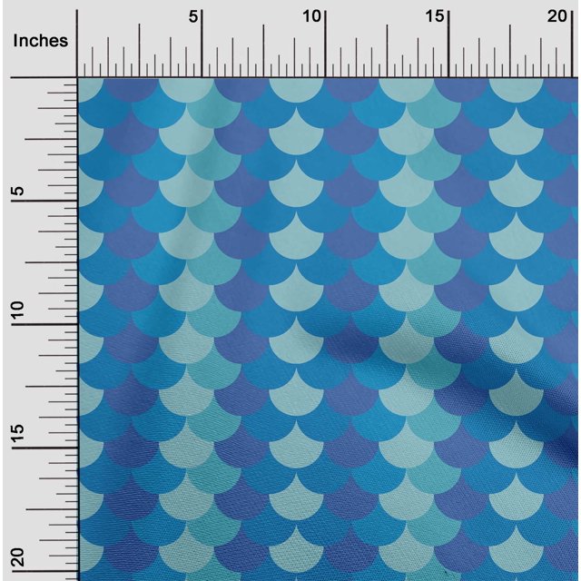 oneOone Polyester Lycra Blue Fabric Scales Geometric Sewing Craft Projects Fabric Prints By Yard 56 Inch Wide