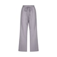 thumbnail image 4 of Dealovy Capri Pants for Women Cotton Linen Casual High Waisted Drawstring Solid Lounge Capris with Pockets, 4 of 5