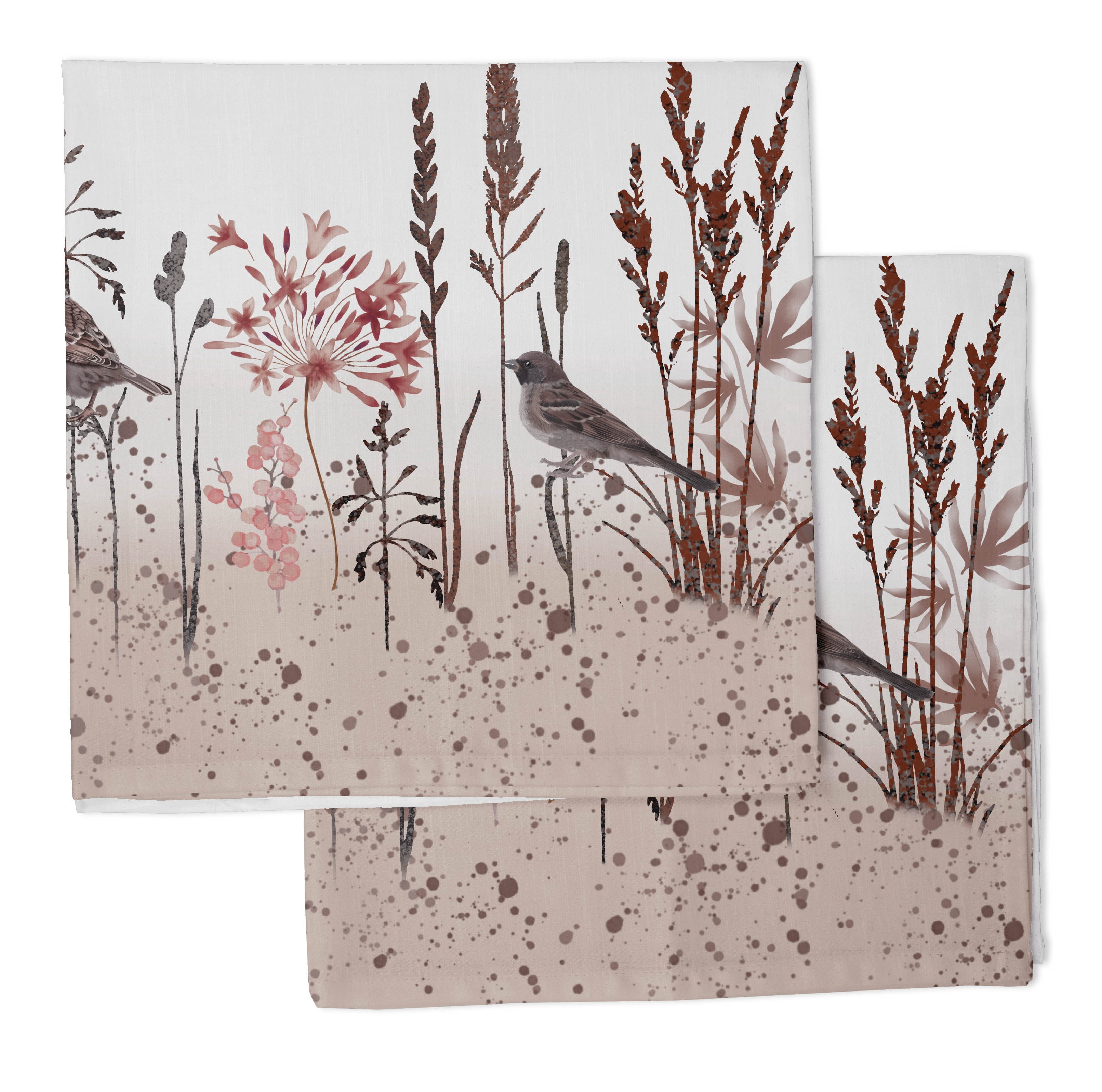 Vargottam Luxury Collection Dinner Table Linen Dcor Cotton Napkin Printed Fabric Reusable Napkins Set Of 4, 20 X 20 - Sparrow