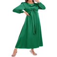 thumbnail image 3 of Femmes Automne Midi Robe à Manches Longues Noeud avant Robe en Satin, 3 of 7