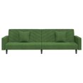 thumbnail image 3 of vidaXL 2-Seater Sofa Bed with Two Pillows Dark Green Velvet, 3 of 5