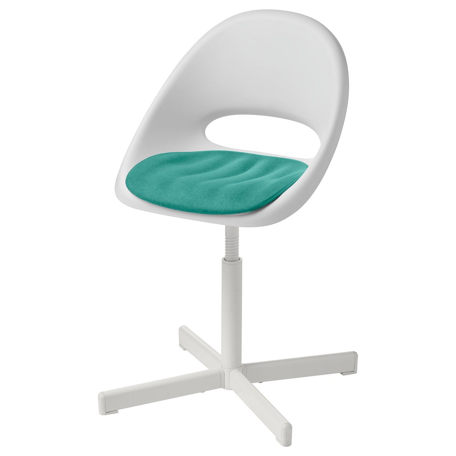 Children’s desk chair with pad, white/turquoise