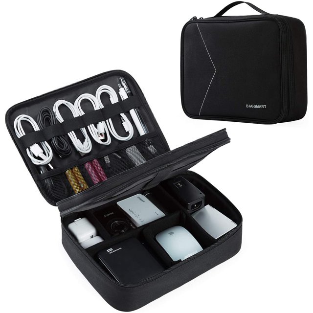 BAGSMART Electronic Organizer, Large Double Layer Cable Bag, Travel Organizer Bag, Electronics Accessories Storage
