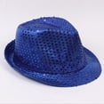 thumbnail image 3 of TiaoBug Women Men Sequin Fedora Hat Disco Hat Jazz Dance Hat Hip-Hop Rapper Stage Performance Blue One Size, 3 of 4