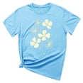 thumbnail image 5 of KIHOUT Nouveau Haut de Mode d'Été pour Femmes 2025, Haut à Manches Courtes Col Rond Décontracté Imprimé Bleu Ciel 3TG, 5 of 5