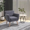 thumbnail image 2 of HOMCOM Fauteuil d'Appoint Moderne, Fauteuil à Accoudoirs Rembourré en Lin, Fauteuil Club Capitonné, 2 of 10
