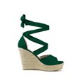 thumbnail image 3 of BLISSFUL STEP Chaussures pour Femmes Espadrilles à Lacets Sandales Compensées à Plateforme Vert 8,5, 3 of 7