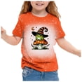 thumbnail image 1 of GDREDA Mignon Halloween T-Shirt à Manches Courtes Imprimé pour Filles Haut Décontracté à Col Rond pour les Festivités d'Automne Jaune Pâle, 8-9 Ans, 1 of 4