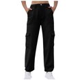 thumbnail image 1 of Timegard Womens Cargo Pants High Waisted Cinch Bottom Lightweight Hiking Solid Color Pants with Pockets, 1 of 6