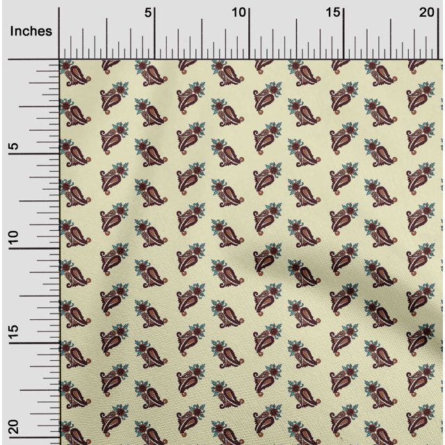 oneOone Polyester Lycra Fabric Floral & Paisley Block Printed Craft Fabric BTY 56 Inch Wide