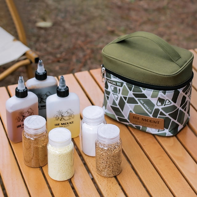 SuoKom Sac de Rangement pour Assaisonnements d'Extérieur Ensemble de 7 Pcs Sac de Rangement pour Bouteilles d'Assaisonnement de Camping Ensemble de Pots d'Assaisonnement Sac à Main