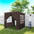 thumbnail image 3 of Outsunny 6.6'x6.6' Pop Up Canopy Tent with Sidewalls, Brown, 3 of 10