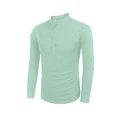 thumbnail image 2 of Wangsaura Men's Casual Shirt Solid Color Long Sleeve Stand Collar Button Tops, 2 of 7