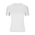 thumbnail image 3 of Meichang T-Shirts pour Femmes Coupe Ajustée Couche de Base T-Shirts Manches Courtes Col Rond T-Shirts Couleur Unie T-Shirts Basiques Confortables Légers Hauts d'Été, 3 of 5