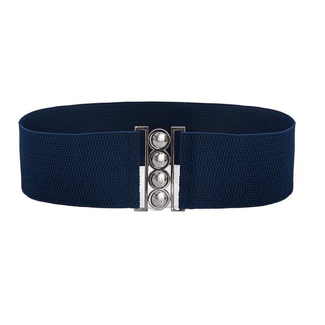 Ceinture de Robe Élastique Style Simple Universelle Ajustable Confortable avec Boucles Multicolore Ceintures de la Saint-Valentin pour Femmes Robes Bleu Foncé