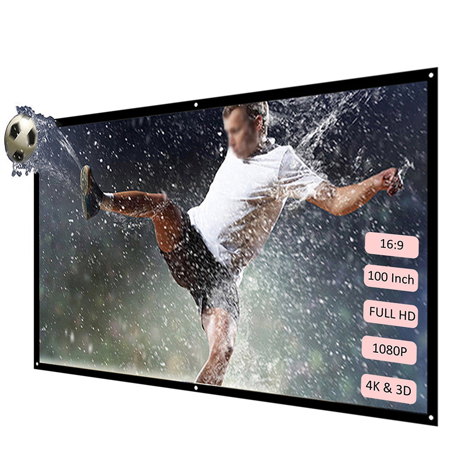 Amdohai Écran de Projection HD Portable de 100 Pouces pour Intérieur et Extérieur, Mural, Blanc, 100 Pouces, (Neuf), 1 Unité
