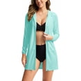 thumbnail image 3 of BiZtdJrK Womens Swim Cover Up Sun Protection Hoodie Lightweight Long Sleeve Zip up Sun Protective Suits Going Out Tops with Pockets Mint Green M Spring Savings, 3 of 10
