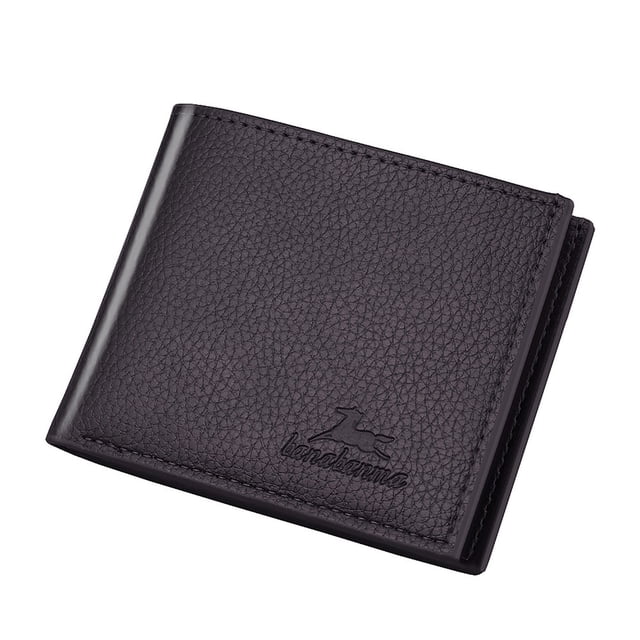 Portefeuille Homme Court Vertical Ultra Mince Portefeuille Carte Bancaire Étui pour Cartes Petit Porte-Monnaie en Cuir PU durable de Couleur Noire Unie. Présente une Taille Compacte de 9,5x11 cm (3,8x4,4 Pouces) avec un design simple et Tridimensionnel. le Portefeuille a un style à Fermeture Ouverte et Convient à un Usage Décontracté et Multifonctionnel.