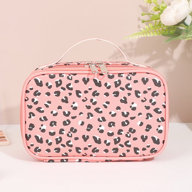 Dvkptbk Storage Large Capacity Travel Makeup Bag,Portable Cosmetic Bag Imitation Leather Osmetic Bag Large Opening Design Makeup Organizer Bag Home Essentials