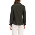 thumbnail image 2 of INSPIRE CHIC Women's Sweet Ruffle Peter Pan Collar Button up Work Shirts M Army Green, 2 of 8