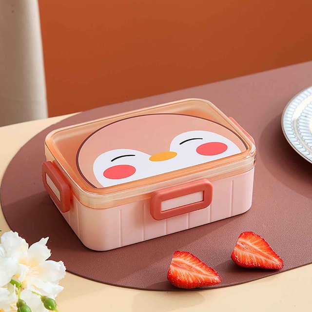 Yhmxh Lunch Box for Kids Kitchen Gadgets Plastic Lunch Box Cute Four-button Children's Lunch Box Student Can Microwave Portable Portable Lunch Box Lunch Containers Bentgo Lunch Box