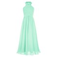 thumbnail image 3 of renvena Robe de Demoiselle d'Honneur Sans Manches en Chiffon pour Filles, Vert Menthe 16, 3 of 7