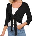 thumbnail image 2 of Simua Women Casual Lightweight Open Front Solid 3/4 Sleeve Draped Ruffles Kimono Cardigan, 2 of 6
